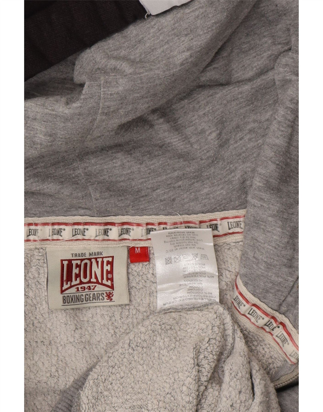 LEONE Pull à capuche zippé pour homme en coton color block gris moyen