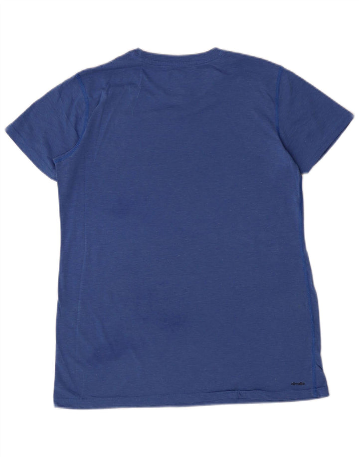 Adidas T-Shirt Femme Top UK 12 Bleu Moyen Moucheté Polyester