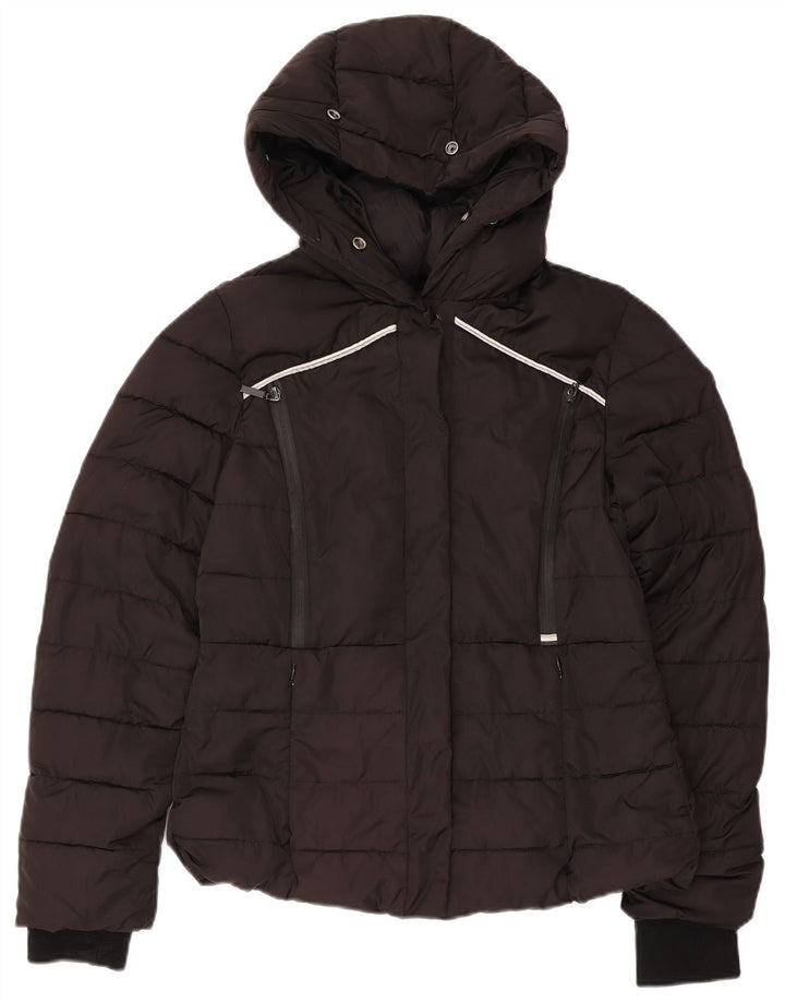 SUPERDRY Veste matelassée à capuche pour femme UK 10 Small Noir Polyester