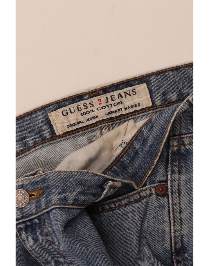 Guess Jean droit vieilli pour homme W34 L31 Bleu