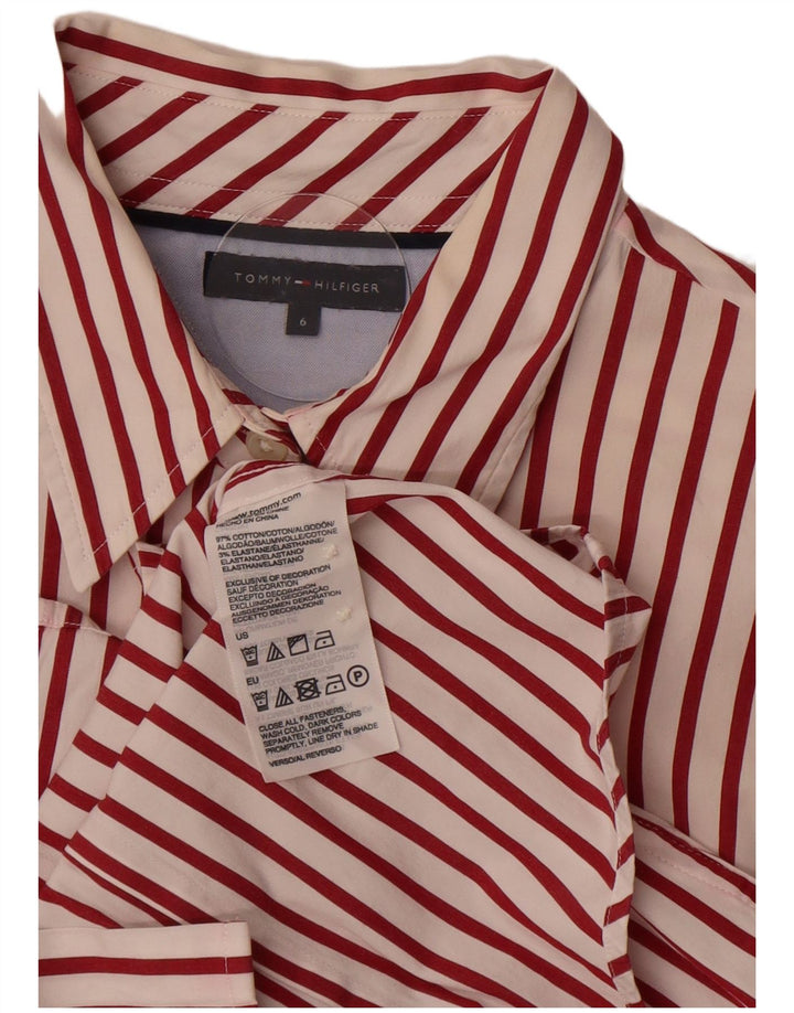 Tommy Hilfiger Chemise Femme US 6 Coton à Rayures Rouge Moyen