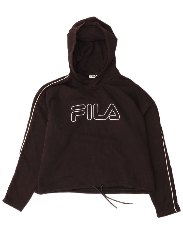 FILA Pull à capuche surdimensionné pour femme UK 14 en coton noir moyen