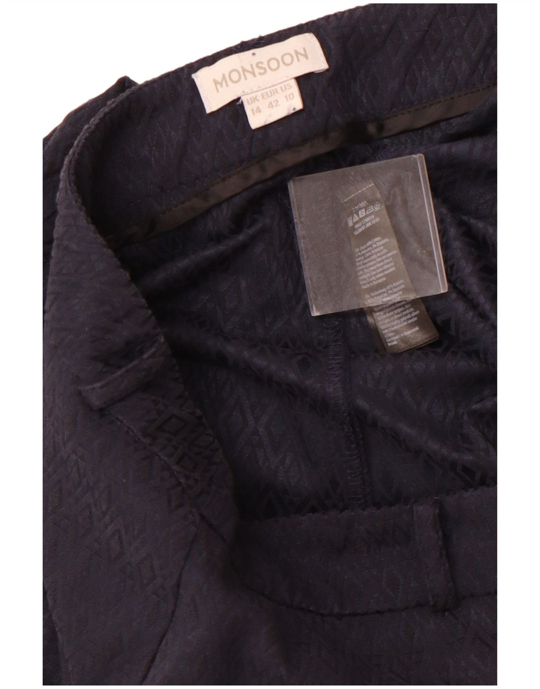 MONSOON Pantalon décontracté pour femme UK 14 Large W34 L29 Bleu marine