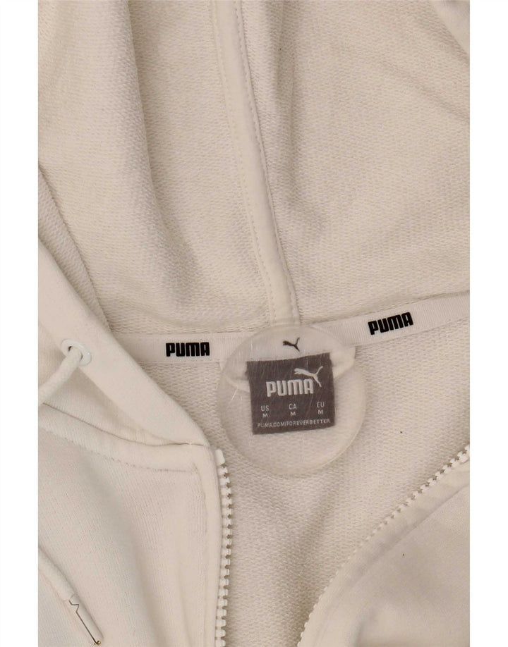 Puma Pull à capuche court zippé pour femme UK 14 Blanc moyen