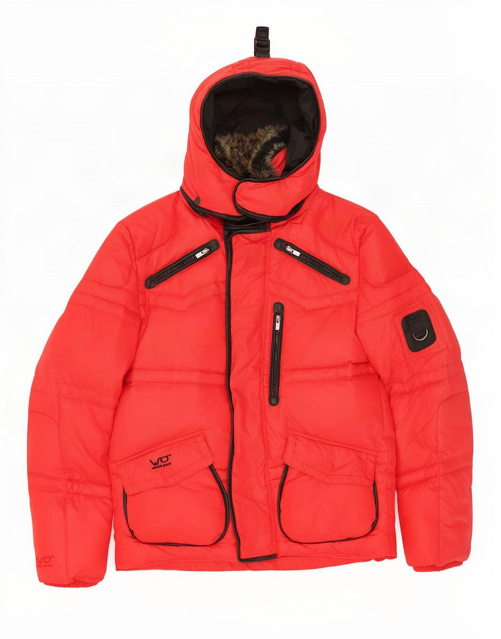 Jack & Jones Veste matelassée à capuche pour hommes UK 38 Medium Red Nylon