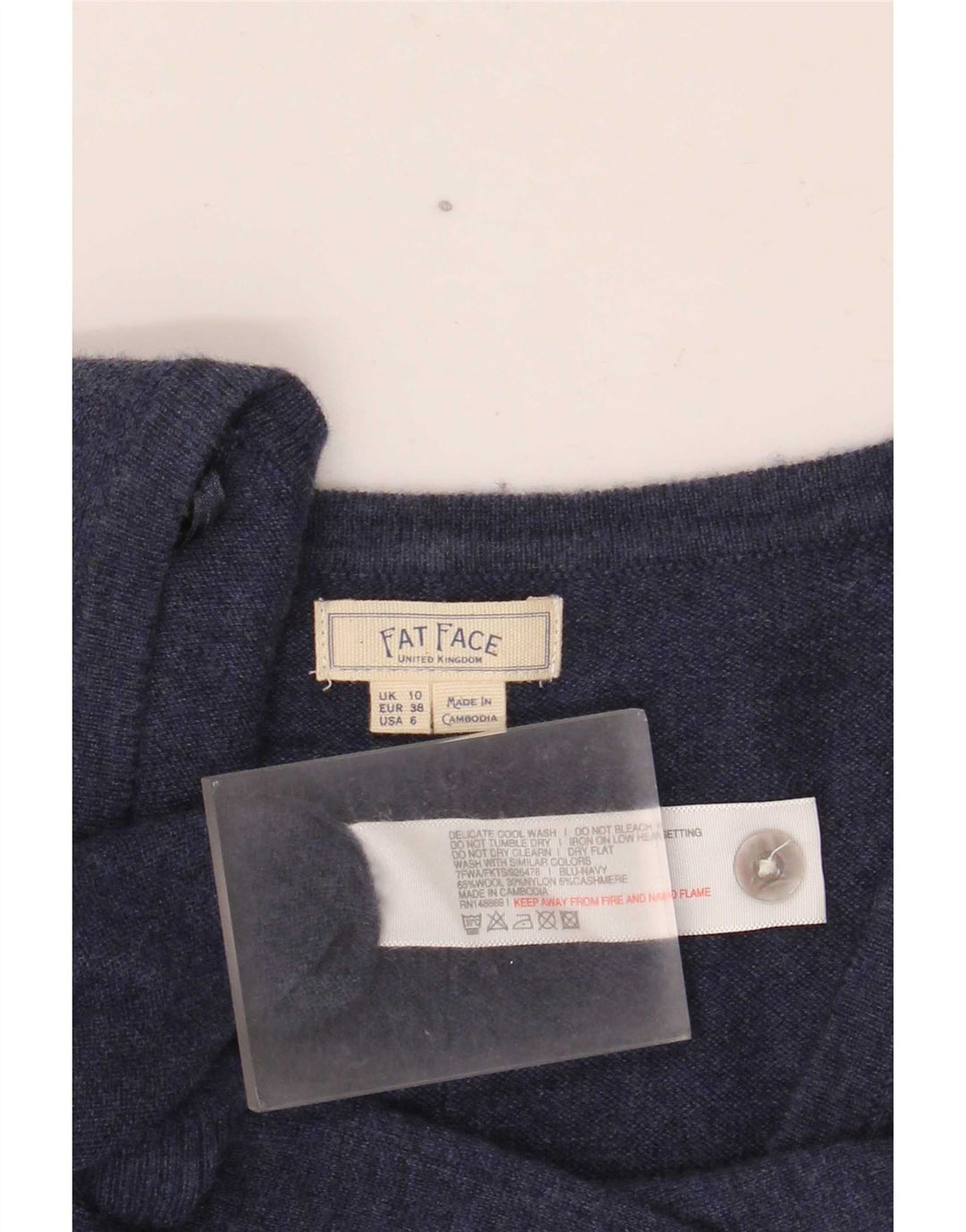 Fat Face Womens Cardigan Sweater UK 10 Petite laine bleu marine