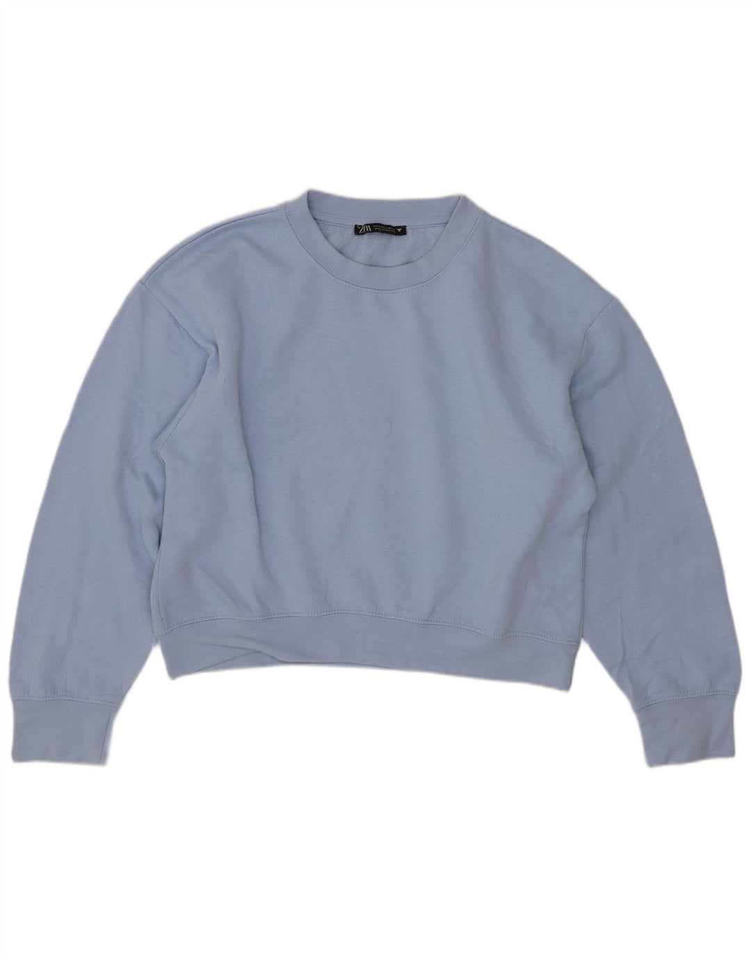 Zara Sweat-shirt court surdimensionné pour femme UK 10 Petit Bleu