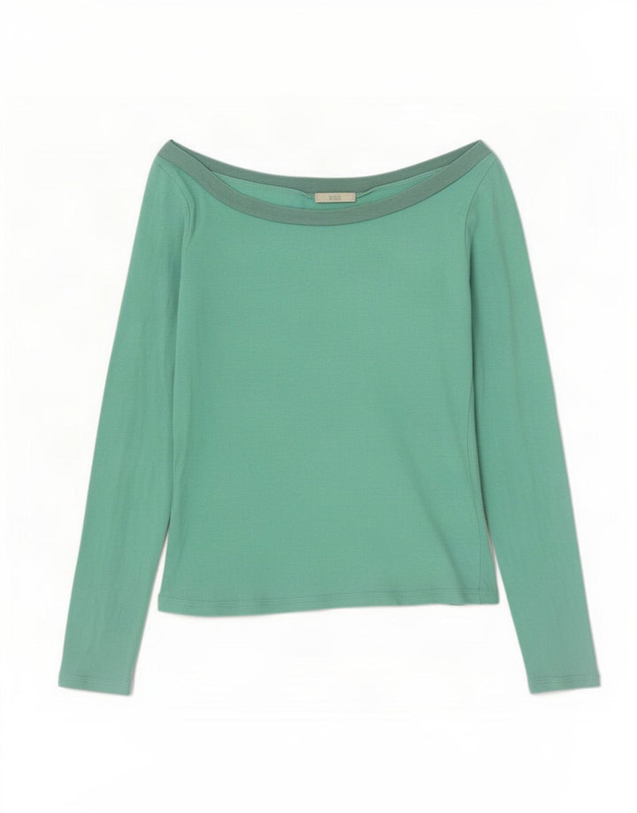 Marks & Spencer Haut à manches longues et épaules dénudées pour femme UK 14 Vert moyen