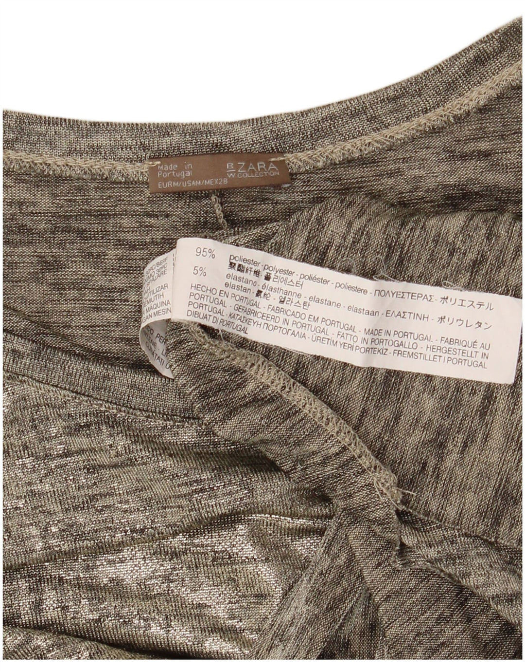 Zara Femme Top Manches Longues UK 44 Gris Moyen Moucheté Polyester Moderne