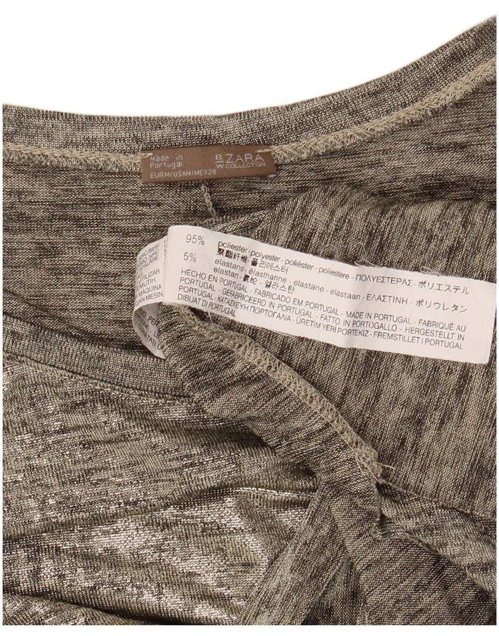 Zara Femme Top Manches Longues UK 44 Gris Moyen Moucheté Polyester Moderne