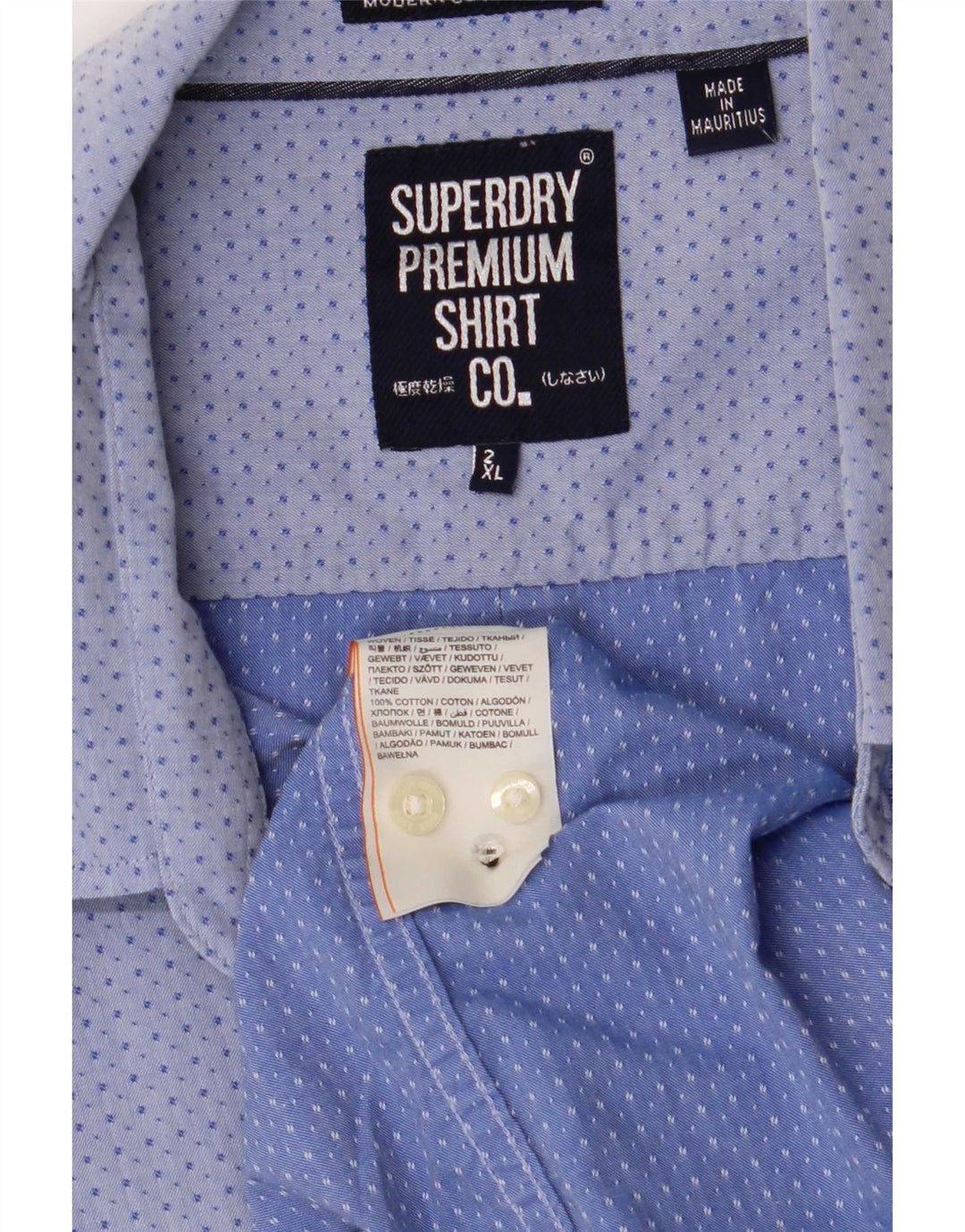 Superdry Chemise Homme 2XL Bleu Spotted Cotton