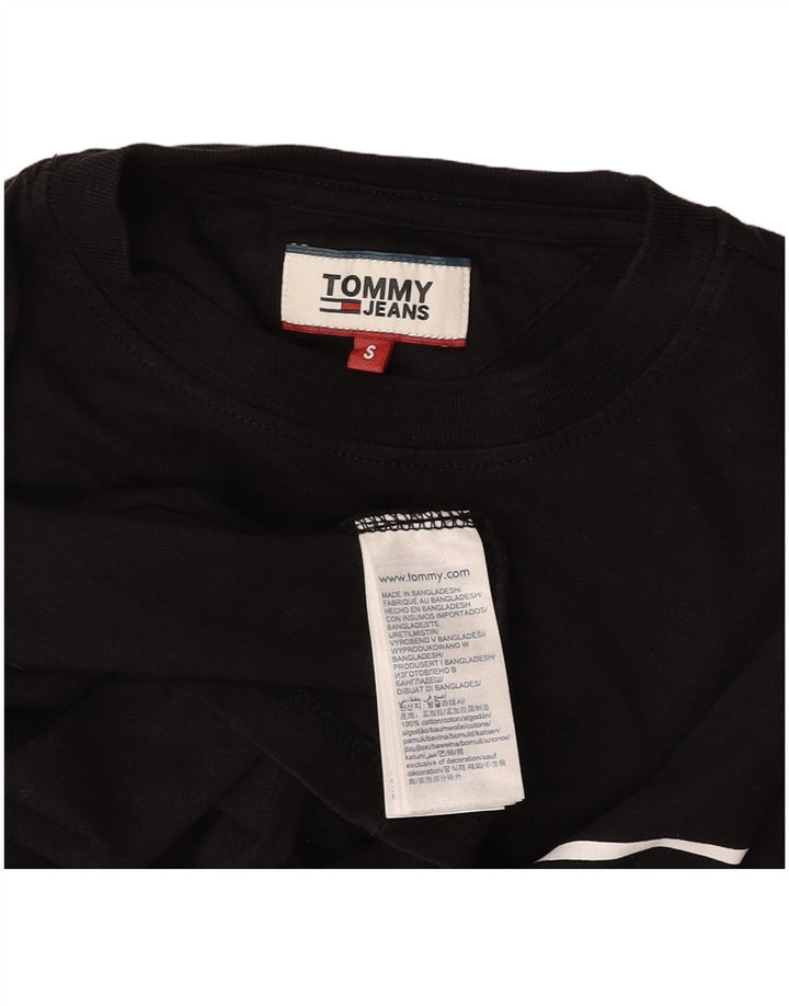 TOMMY HILFIGER Mens Graphic Top Long Sleeve Small Black Cotton