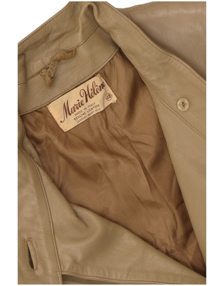 veste en cuir femme vintage IT 46 Grand cuir beige