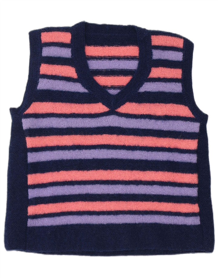 vintage Womens Vest Tank Top UK 14 Moyen Multicolore Rayé
