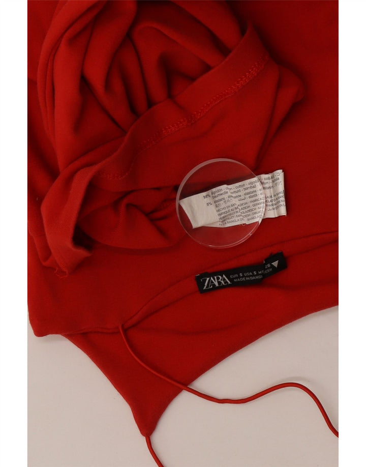 Zara Femme Robe d'été UK 8 Petit Coton Rouge