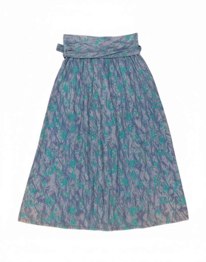VINTAGE Womens Abstract Pattern Flared Skirt IT 42 Medium W26  Blue
