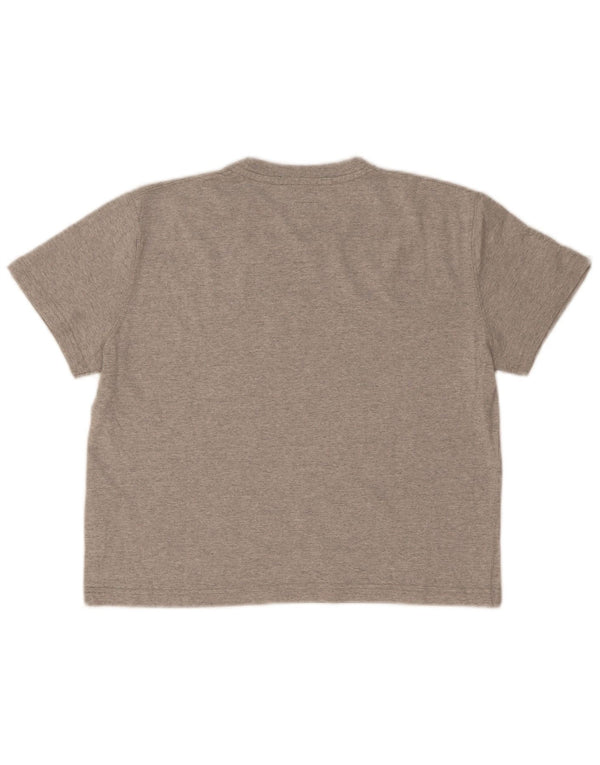 Calvin Klein Jeans Womens Crop Graphic T-Shirt Top UK 14 Grand Gris Moucheté