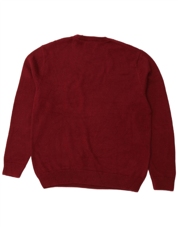 CHAPS Pull col rond pour homme en coton bordeaux Taille L