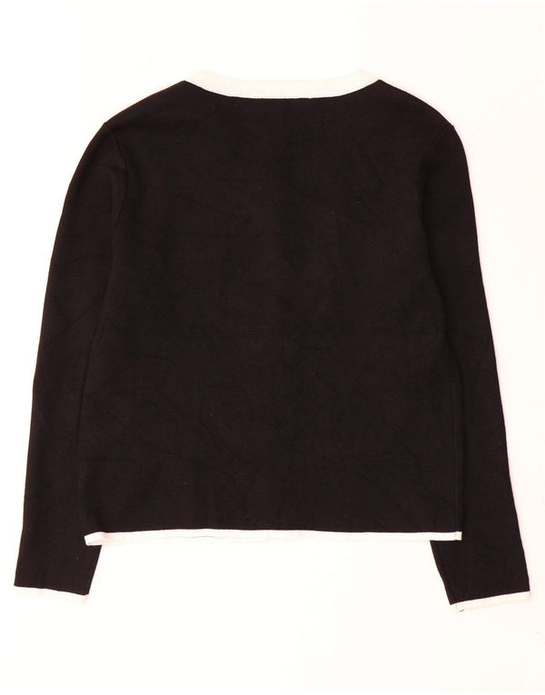 Zara Femme Cardigan Pull UK 12 Moyen Noir Polyester
