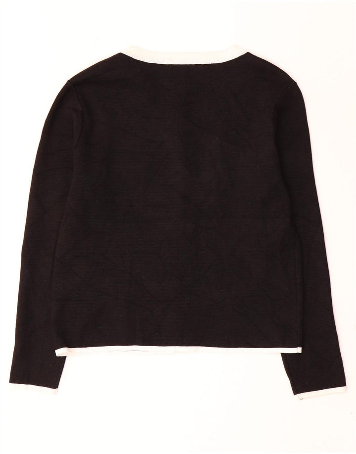 Zara Femme Cardigan Pull UK 12 Moyen Noir Polyester