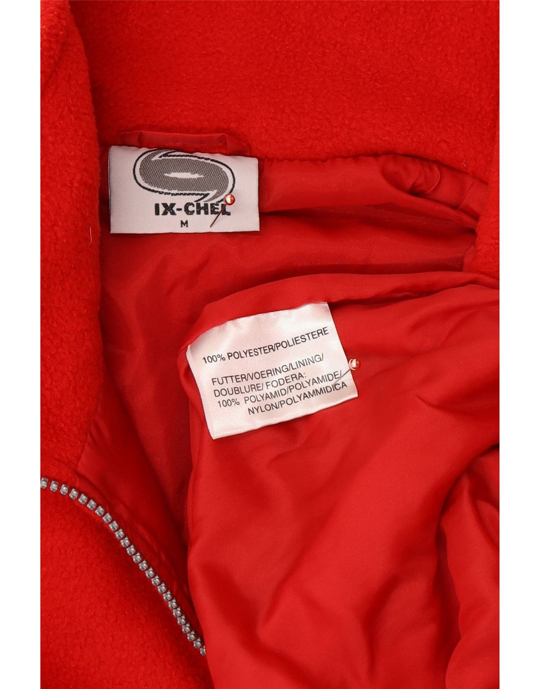 VINTAGE Pull polaire à col zippé pour homme, coupe ample, en polyester rouge moyen