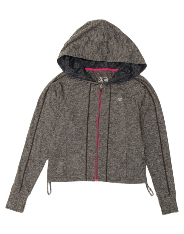 Champion Pull à capuche zippé surdimensionné pour femme UK 6 XS Gris moucheté