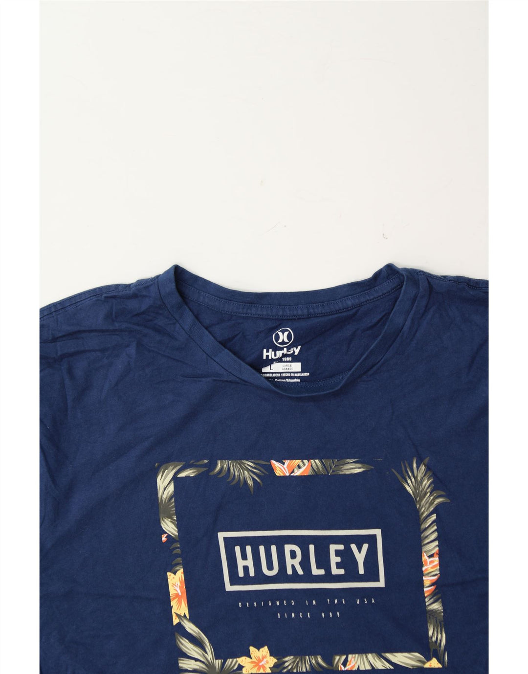 HURLEY Mens Graphic T-Shirt Top Large Blue Cotton Vintage Hurley and Second-Hand Hurley from Messina Hembry 