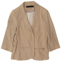 Zara Veste blazer ouverte à manches 3/4 pour femme UK 14 Grand coton beige