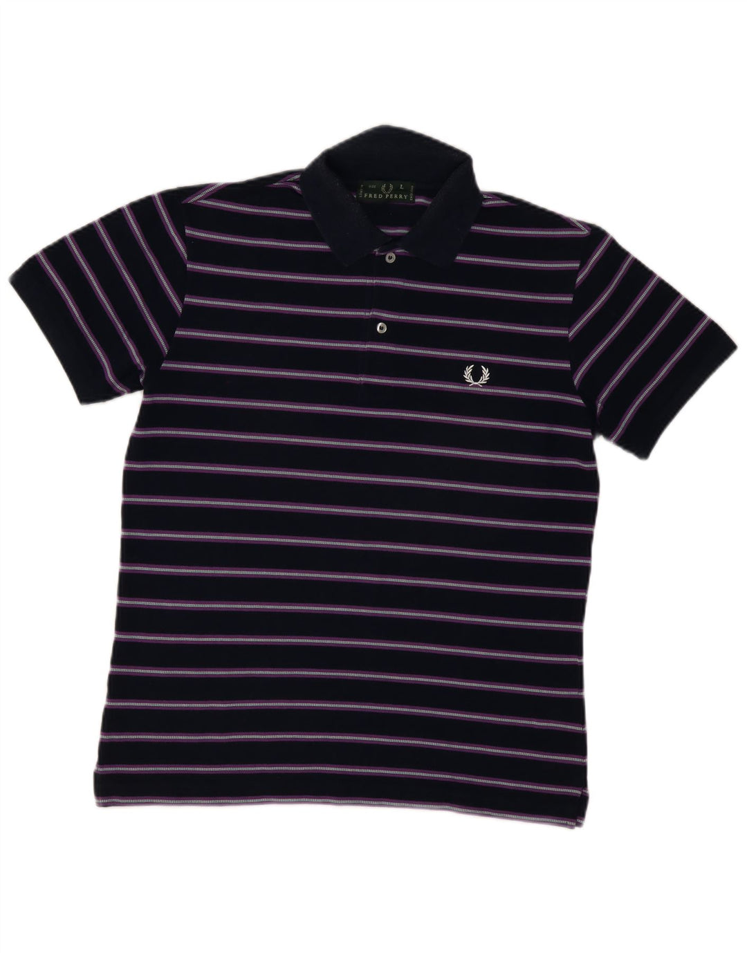 FRED PERRY Polo Homme Large Bleu Marine Rayé Coton