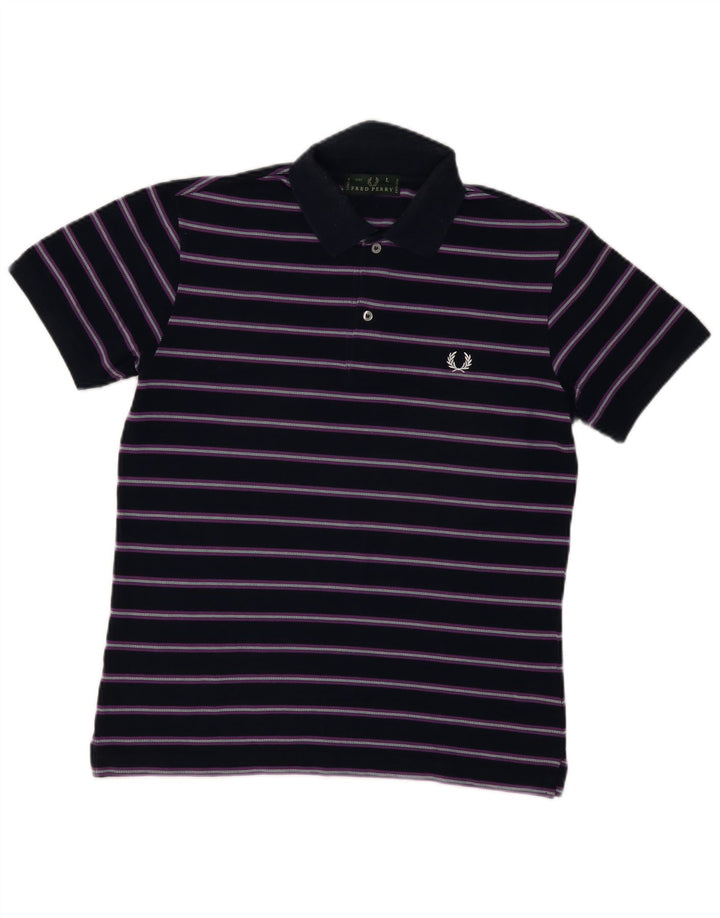 FRED PERRY Polo Homme Large Bleu Marine Rayé Coton