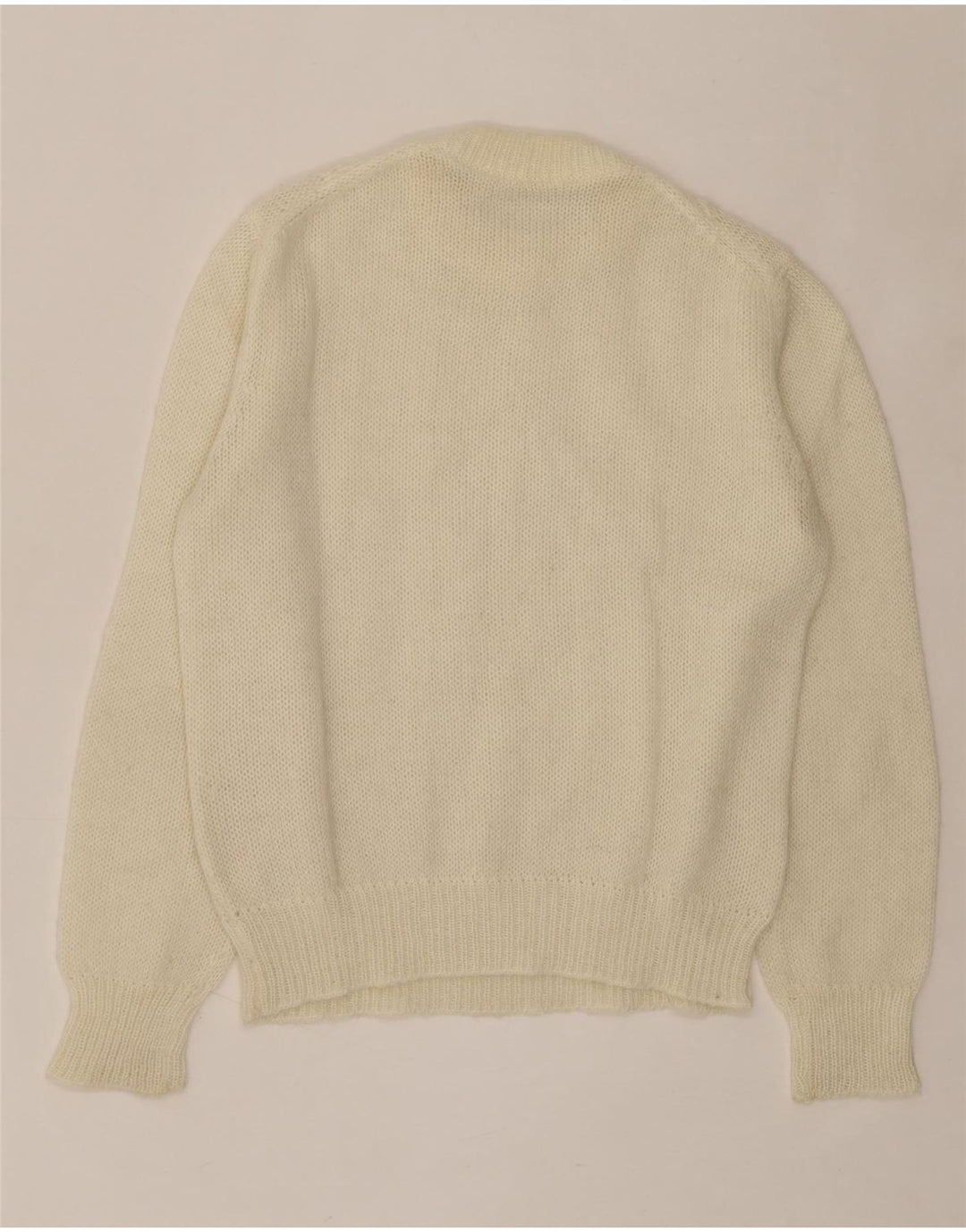 VINTAGE Womens Crew Neck Jumper Sweater UK 14 Medium Beige Vintage Vintage and Second-Hand Vintage from Messina Hembry 