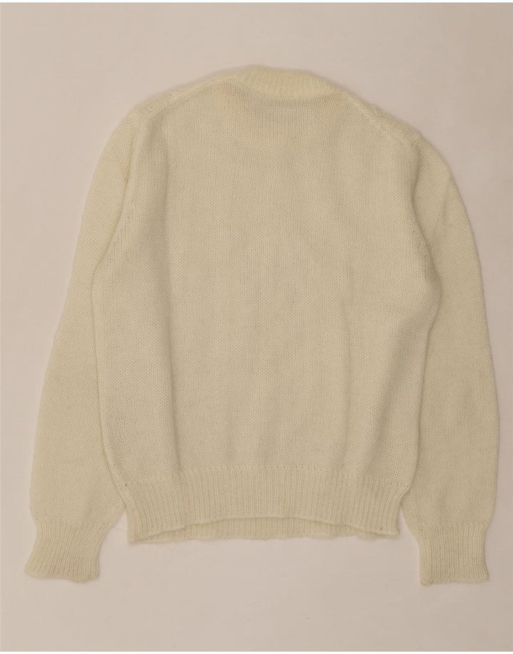 VINTAGE Womens Crew Neck Jumper Sweater UK 14 Medium Beige Vintage Vintage and Second-Hand Vintage from Messina Hembry 