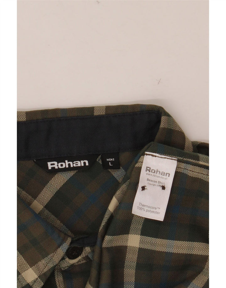 ROHAN Chemise en flanelle pour homme Grand kaki à carreaux en polyester