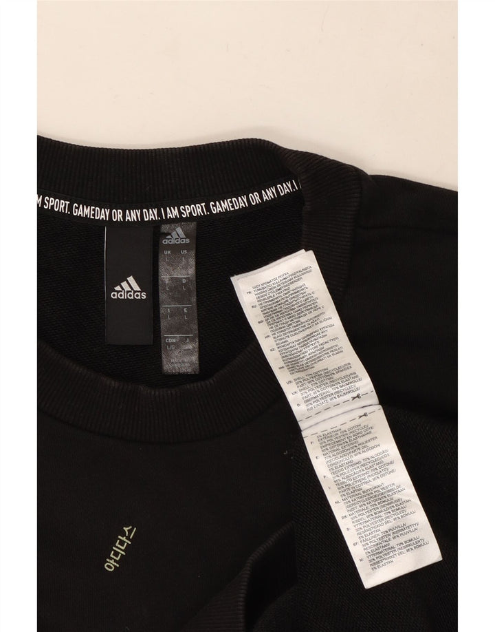 Adidas Sweat-shirt graphique pour homme en coton noir Taille L