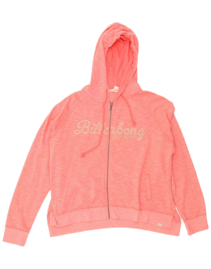 BILLABONG Pull à capuche zippé surdimensionné pour femme UK 16 Grand Rose Moucheté