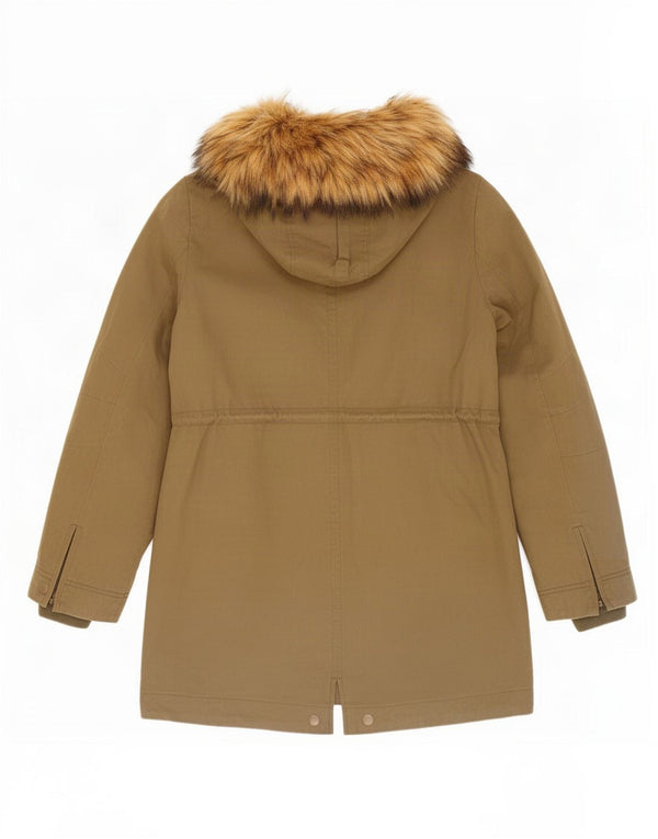 Jack Wills Veste à capuche Sherpa Parka pour femme UK 12 Medium Kaki Coton