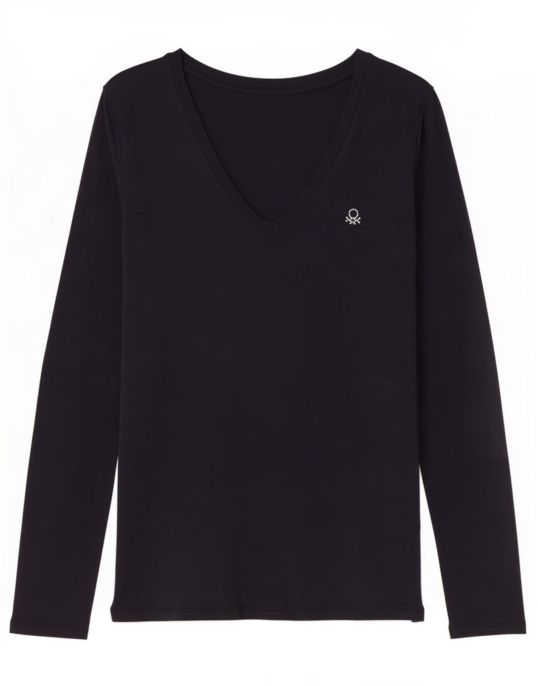 Benetton Haut À Manches Longues Pour Femme UK 12 Bleu Marine Moyen