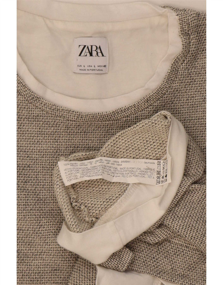 Zara Homme T-Shirt Top Large Gris Coton