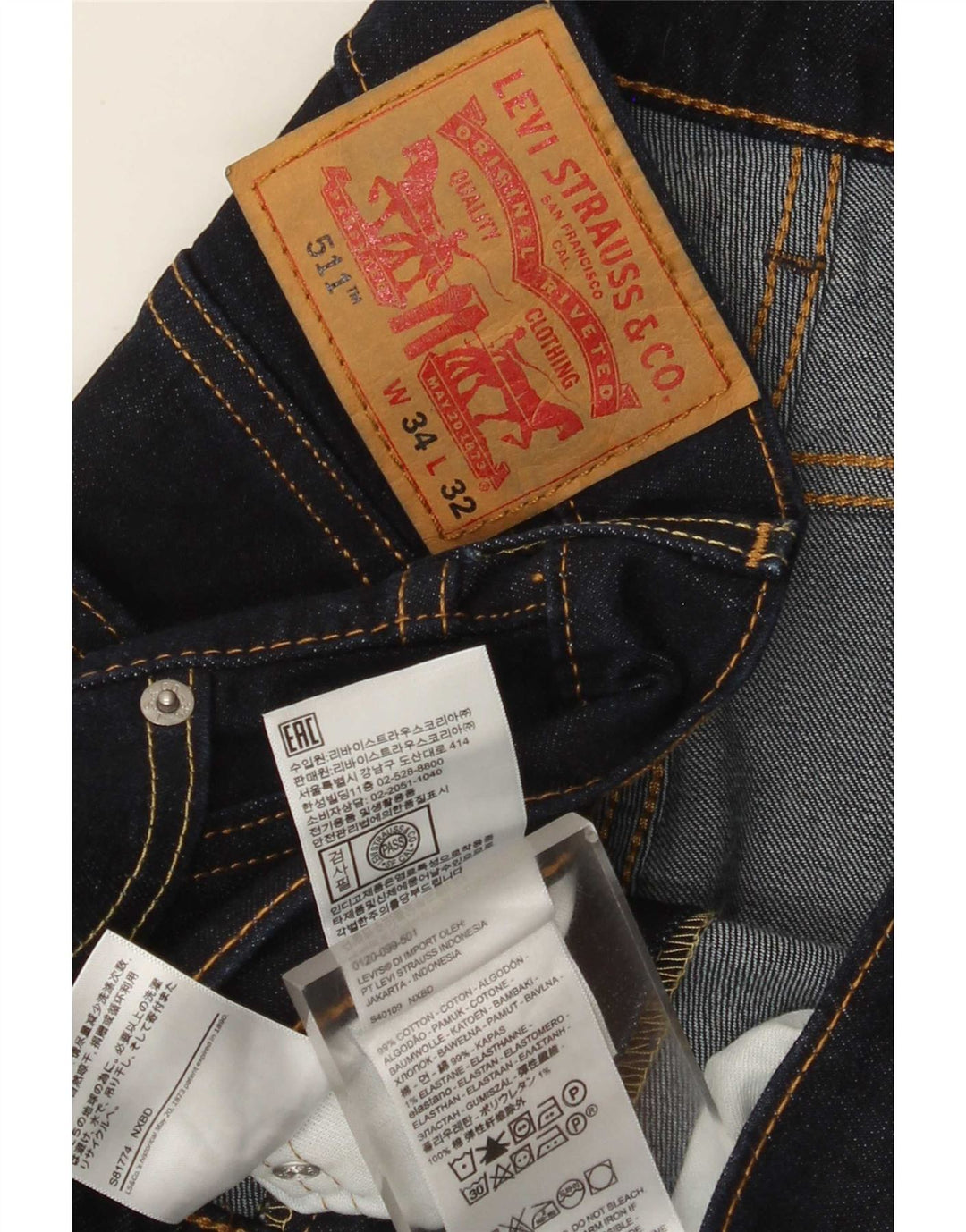 Levi's Jean Slim 511 Homme Bleu Marine W34 L29 Coton