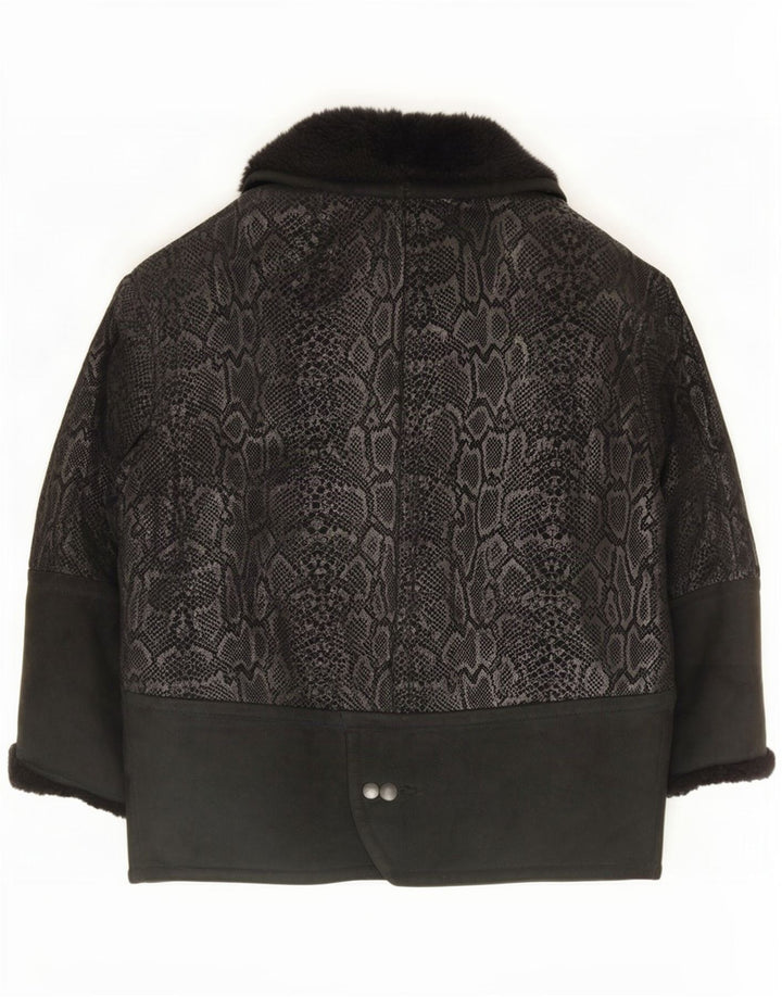 Conbipel Veste Oversize En Daim Femme IT 40 Petit Imprimé Animal Noir