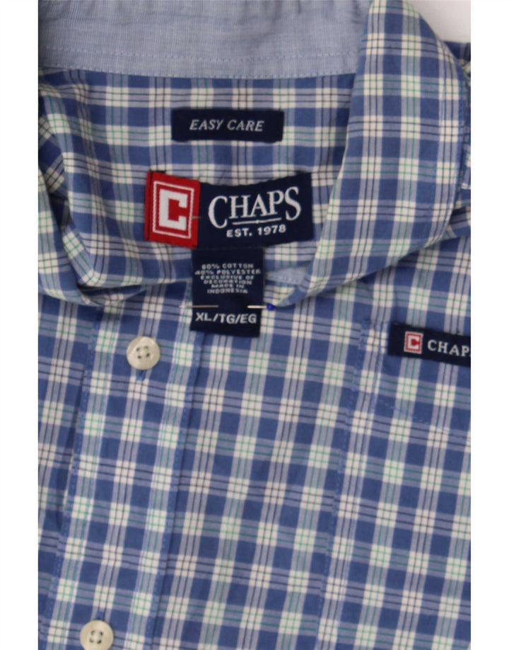 Chaps Chemise à manches courtes homme facile d'entretien XL bleu à carreaux en coton