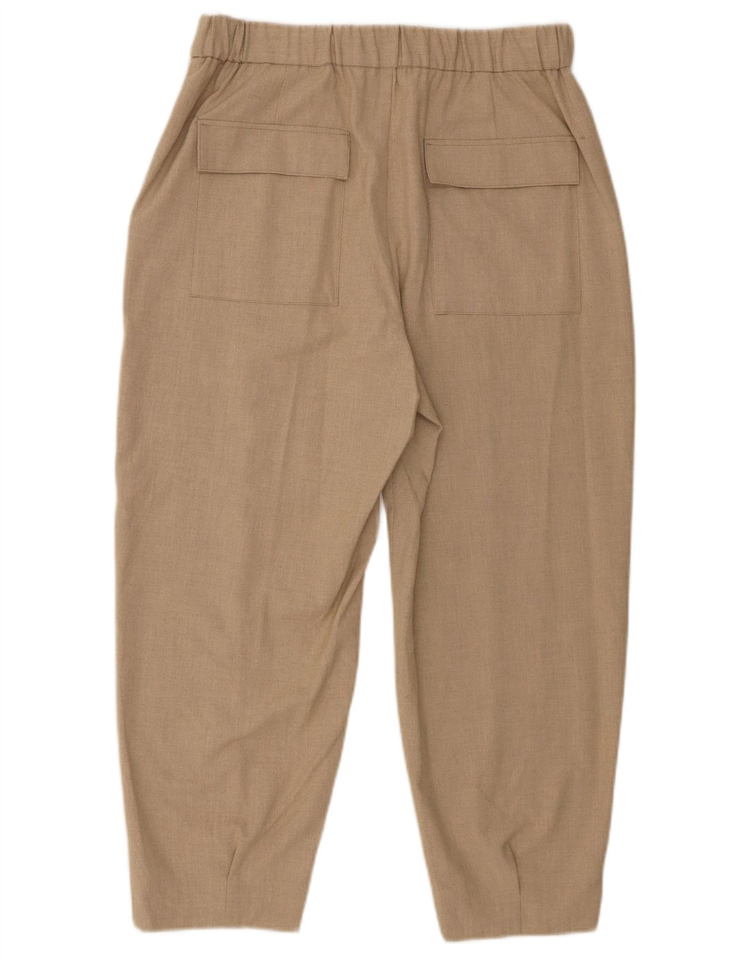 Zara Pantalon court taille haute pour femme Medium W28 L23 Beige Polyester