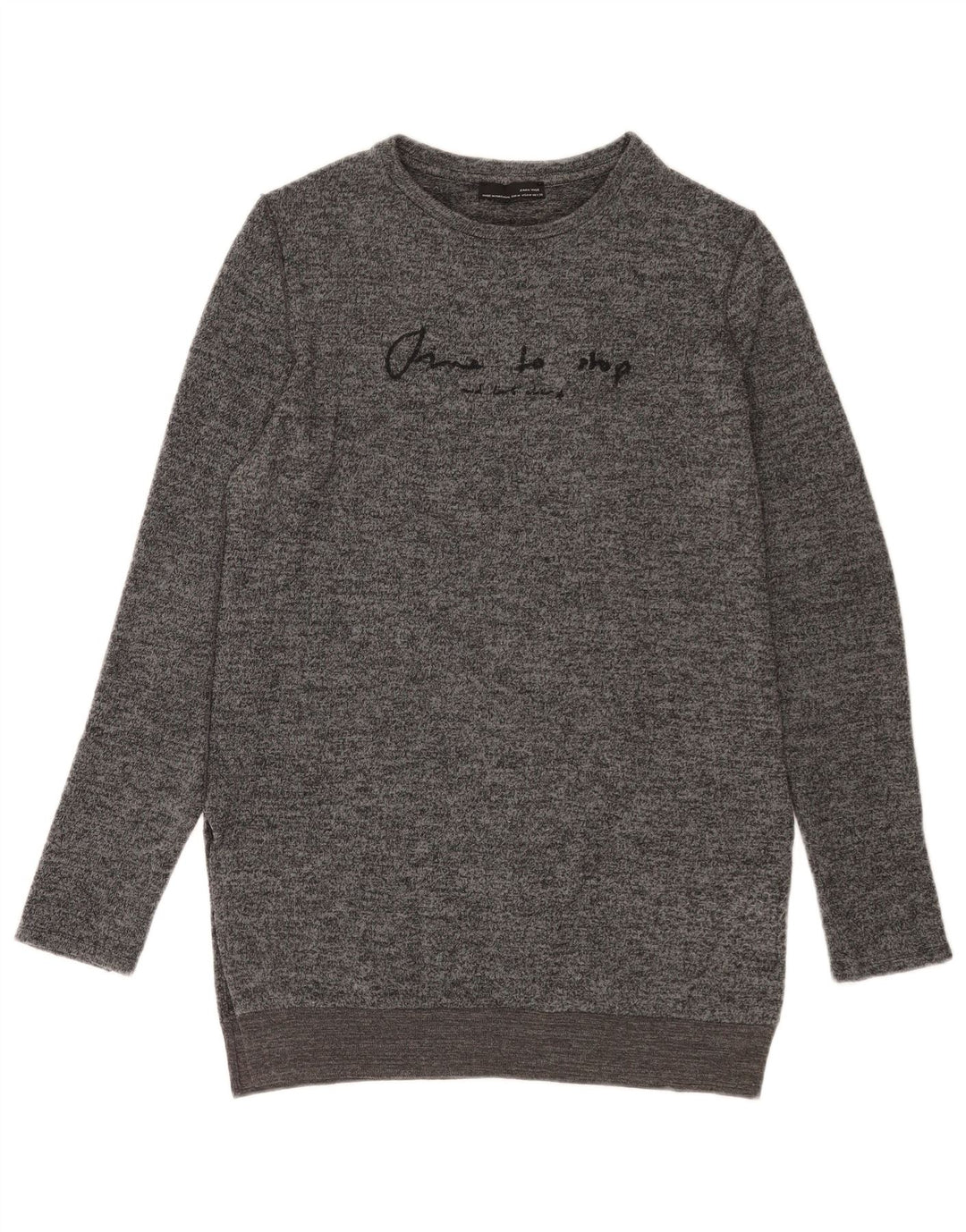 Zara Robe pull graphique pour femme UK 14 Gris moyen moucheté
