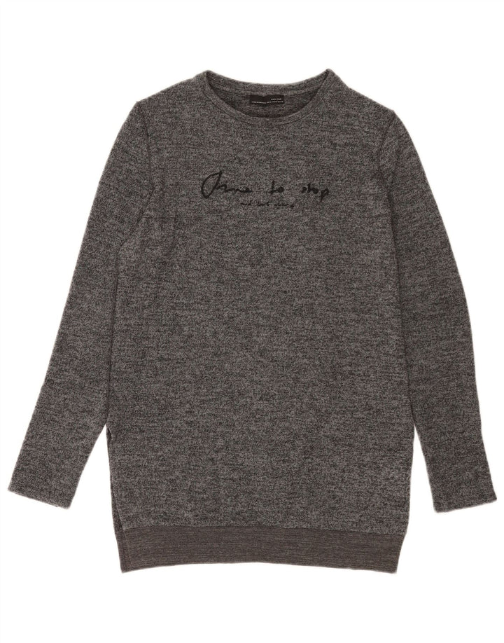 Zara Robe pull graphique pour femme UK 14 Gris moyen moucheté