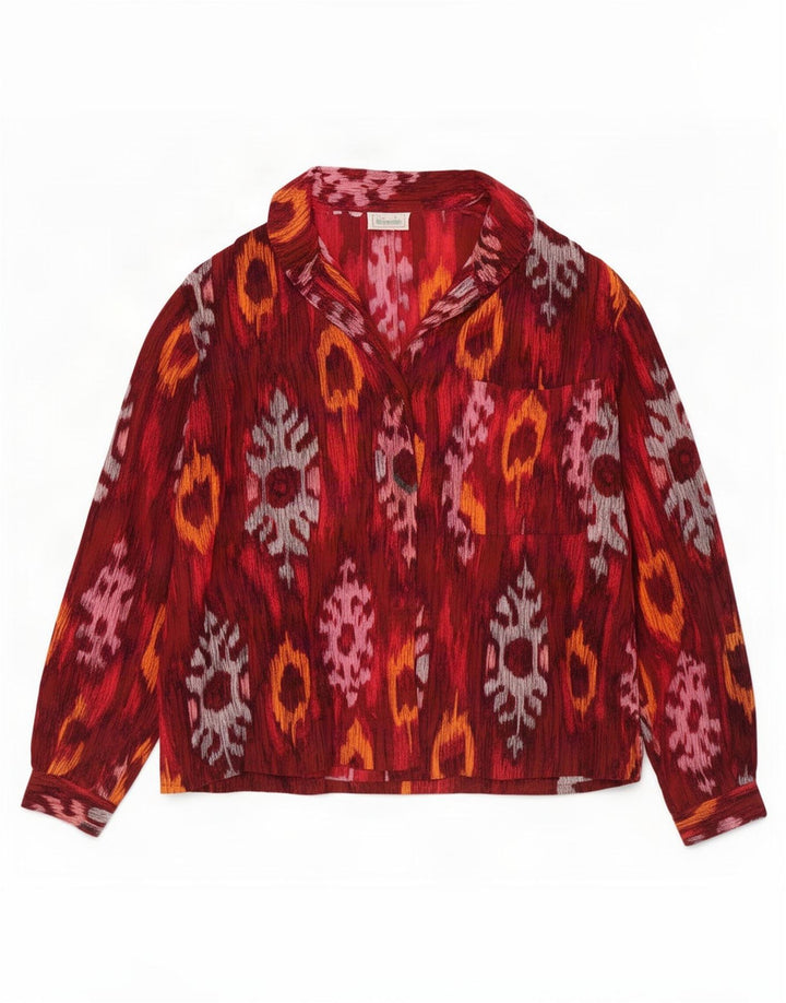 Benetton Chemisier Femme UK 12 Medium Rouge Ikat