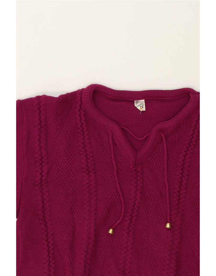 VINTAGE Womens Oversized V-Neck Jumper Sweater UK 10 Small Pink Vintage Vintage and Second-Hand Vintage from Messina Hembry 