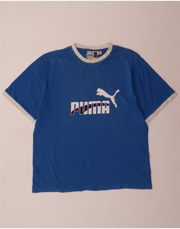 PUMA T-Shirt Graphique Homme XL Bleu Colorblock