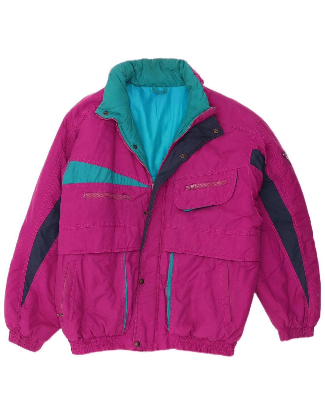Brugi Veste matelassée à capuche pour homme IT 48 Violet moyen Polyester colour block
