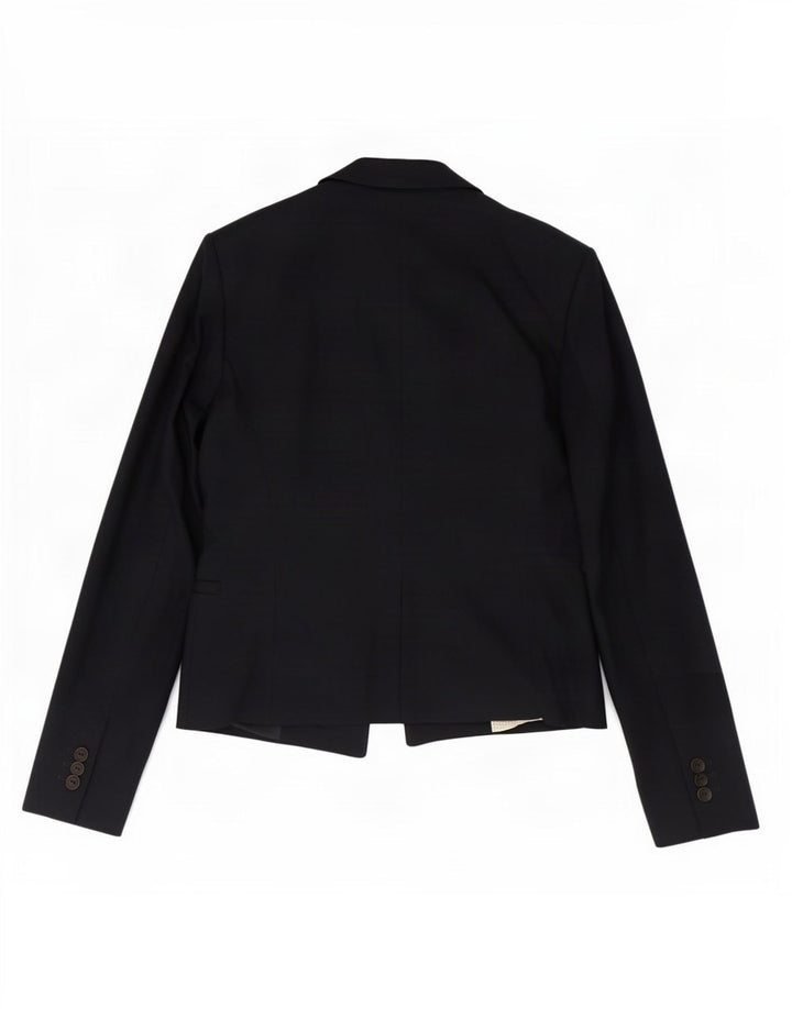Zara Femme 1 Bouton Blazer Veste UK 12 Moyen Bleu Marine Coton