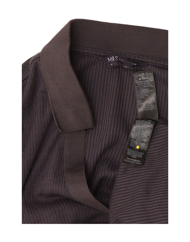 Marks & Spencer Polo à manches longues pour femme UK 20 2XL Gris Polyester